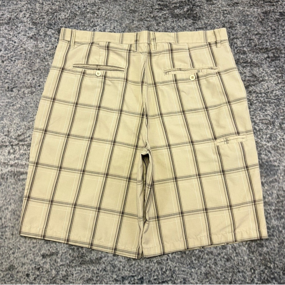 VTG Burnside Plaid Shorts Mens 38 Beige Baggy Flat Front Grunge Skater Y2K